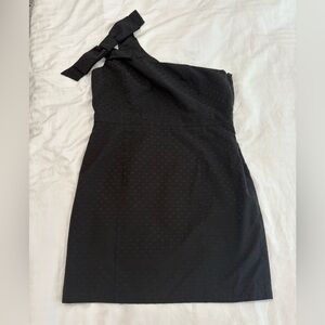 Kensie Black One-Shoulder Mini Dress with Bow Detail size 14 zipper on the side